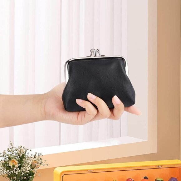 2 Packs PU Coin Purse Double Pocket Change Pouch Clutch Wallet with Clasp Closur - Picture 4 of 9